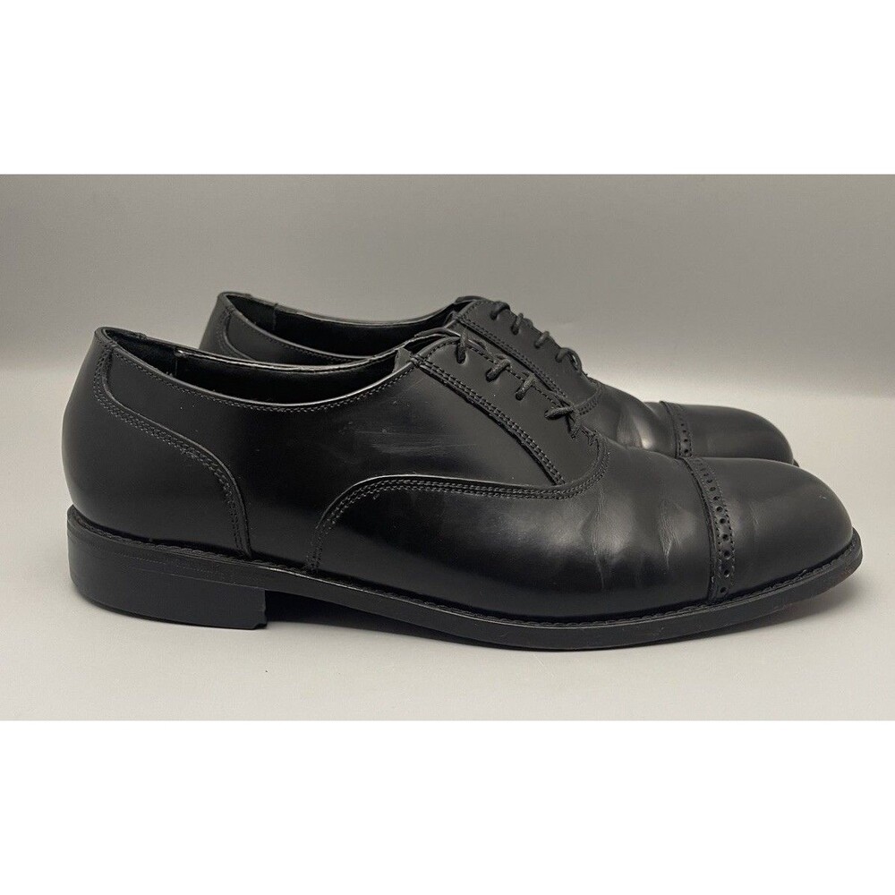Florsheim Lexington Oxford Mens 9.5D Black Leather Cap Toe Dress Shoe Classic - Picture 6 of 10